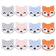 12Pcs 4 Colors Cartoon Fox Silicone Beads, Chewing Beads For Teethers, DIY Nursing Necklaces Making, Mixed Color, 26.5x24x9.5mm, Hole: 3mm(JX704A)