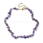 Natural Amethyst Chips Beaded Necklace, Gemstone Jewelry for Women, 15.75 inch(40cm)(NJEW-FZ00004-09)