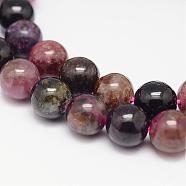 Natural Tourmaline Bead Strands, Round, 8mm, Hole: 0.8~1mm, about 51pcs/strand, 15.7 inch(400mm)(G-G944-8mm-07)