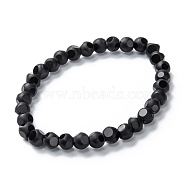 Frosted Glass Beads Stretch Bracelets, Round, Black, Beads: 10mm, Inner Diameter: 2 inch(5cm)(BJEW-I296-01D)
