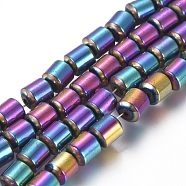 Magnetic Synthetic Hematite Beads Strands, Vacuum Plating, Column, Multi-color Plated, 4x5mm, Hole: 1mm, about 85pcs/Strand, 15.94 inch(40.5cm)(G-G826-05E-4mm)