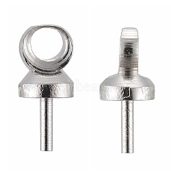 Brass Cup Pearl Peg Bails Pin Pendants, For Half Drilled Beads, Platinum Color, about 2.5mm wide, 7mm long, Hole: 1.5mm, Pin: 0.5mm(X-KK01)