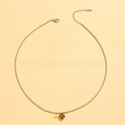 Stainless Steel Natural Stone Pendant Necklace 18K Gold Plated Women's Clavicle Chain, 16.54 inch(42cm)(HW0705-2)