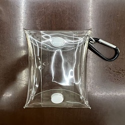 Waterproof Transparent PVC Key Clasp Storage Bags, with Aluminum Alloy Clasp and Plastic Button, for Earphone Coin Lipstick Cosmetic Accessories Organizer, Clear, 12x7.5x0.9cm(DIY-K046-01)