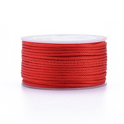 Polyester Braided Cords, for Jewelry Making Beading Crafting, Red, 2mm, about 21.87 yards(20m)/roll(OCOR-I006-A01-01)