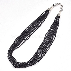 Faceted Glass Beaded Necklaces, with Brass Bead Cones and S Hook Clasps, Black, 1-5/8 inch(4.3cm)(NJEW-D041-01)