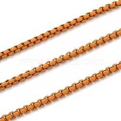 Spray Painted Stainless Steel Box Chains, Venetian Chains, with Spool, Unwelded, Orange, 3x2.5x2mm(CHS-L027-08)