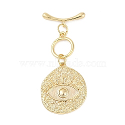 Brass Toggle Clasps, Eye, Real 18K Gold Plated, Eye: 37.5mm, Pendant: 23x19.5x2mm, Hole: 1.5mm, Bar: 19x5x2.5mm, Hole: 1.5mm(KK-K391-16G)