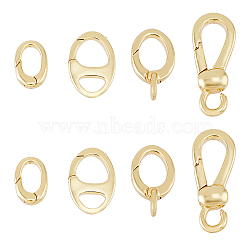 8Pcs 4 Styles Brass Spring Gate Rings, Cadmium Free & Lead Free, Long-Lasting Plated, Oval & Teardrop, Real 18K Gold Plated, 12~16.5x8~11.5x2.5~mm, Hole: 1.8~6.5x2.5~8mm, 2pcs/style(KK-HY0002-86)
