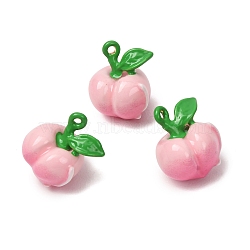 Alloy Enamel Pendants, Peach Charms, Pearl Pink, 15.5x12x10.5mm, Hole: 1.2mm(AL-CBA90C6-01)
