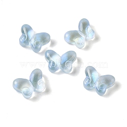 UV Plating Transparent Glass Beads, Butterfly, Light Sky Blue, 10x14.5x5.5mm, Hole: 1.2mm(GLAA-G115-03C)