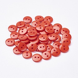 2-Hole Flat Round Resin Sewing Buttons for Costume Design, Coral, 20x2mm, Hole: 1mm(BUTT-E119-34L-08)