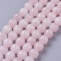Natural Rose Quartz Beads Strands, Faceted, Round, 10mm, Hole: 1mm, about 37pcs/strand, 14.9 inch~15.1 inch(X-G-D840-20-10mm)