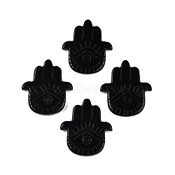 Natural Obsidian Hamsa Hand with Eye Figurines, for Home Office Desktop Decoration, 56~57x50~51x6~9mm(DJEW-N003-04A)