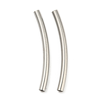 304 Stainless Steel Tube Beads, Curved Tube, Stainless Steel Color, 25x2mm, Hole: 1.5mm