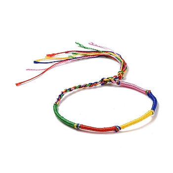 Polyester Braided String Cord Bracelet, Adjustable Friendship Bracelet for Men Women, Colorful, 12-3/8~12-3/4 inch(31.5~32.3cm)
