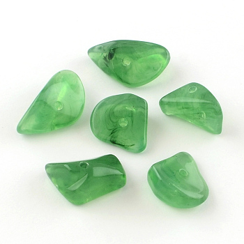 Chip Imitation Gemstone Acrylic Beads, Medium Sea Green, 19~28x14~19x6~13mm, Hole: 2mm, about 310pcs/500g