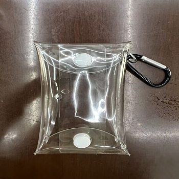 Waterproof Transparent PVC Key Clasp Storage Bags, with Aluminum Alloy Clasp and Plastic Button, for Earphone Coin Lipstick Cosmetic Accessories Organizer, Clear, 12x7.5x0.9cm