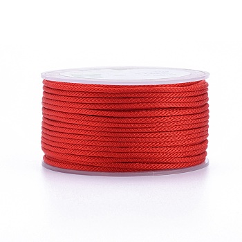Polyester Braided Cords, for Jewelry Making Beading Crafting, Red, 2mm, about 21.87 yards(20m)/roll