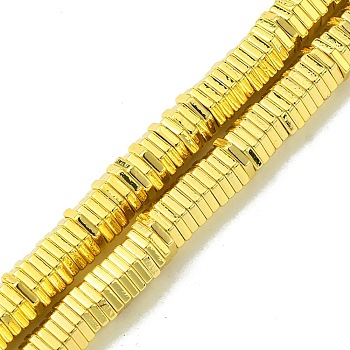 Electroplated Synthetic Non-Magnetic Hematite Beads Strands, Hexagon, Golden Plated, 5.6x6.3x1.1mm, Hole: 1mm, about 350pcs/strand, 16.14''(41cm)