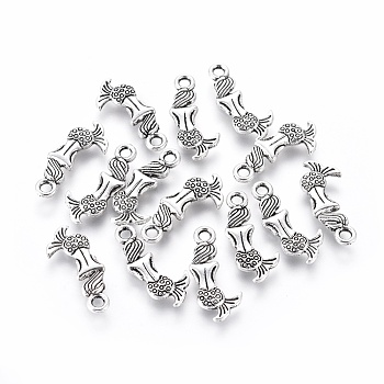 Tibetan Style Alloy Pendants, Mermaid, Cadmium Free & Nickel Free & Lead Free, Antique Silver, 20x8.5x2mm, Hole: 2mm, about 1400pcs/1000g