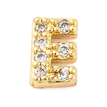 Rack Plating Brass Micro Pave Cubic Zirconia Cabochons, Cadmium Free & Lead Free, Long-Lasting Plated, Real 18K Gold Plated, Letter E, 6x4x2mm