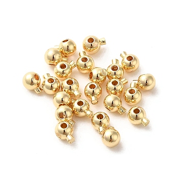 Brass Crimp Beads, Long-Lasting Plated, Round, Light Gold, 4.5x3.5x3mm, Hole: 0.8mm