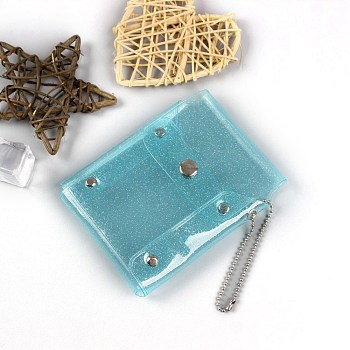 PVC Transparent Pendants Storage Bag for Women & Girls, Glitter Powder, Rectangle, Light Sky Blue, 100x85mm