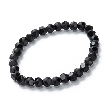 Frosted Glass Beads Stretch Bracelets, Round, Black, Beads: 10mm, Inner Diameter: 2 inch(5cm)