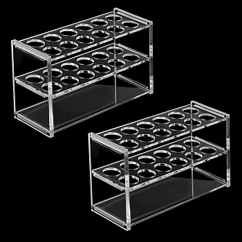 6 Hole Glass Multi-Use Cylinder Tube Display Racks, Lab Supplies, Rectangle, Clear, 48x140x90mm, Inner Diameter: 16mm