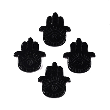 Natural Obsidian Hamsa Hand with Eye Figurines, for Home Office Desktop Decoration, 56~57x50~51x6~9mm