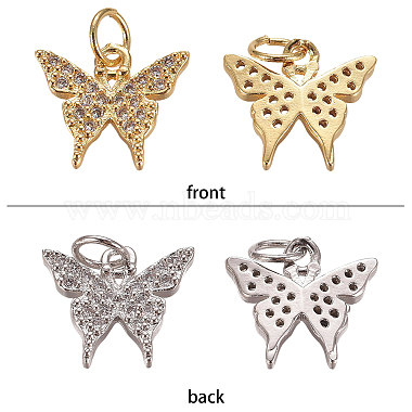 Brass Micro Pave Clear Cubic Zirconia Charms(ZIRC-CA0001-02)-3