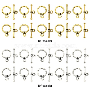 20Pcs 2 Colors Tibetan Style Alloy Toggle Clasps(FIND-YW0004-23)-2