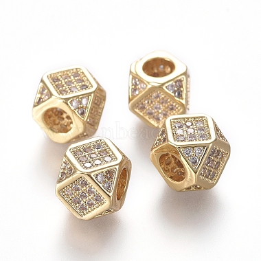 Clear Polygon Brass+Cubic Zirconia Beads