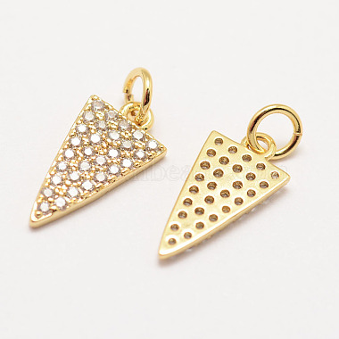 Real Gold Plated Triangle Brass+Cubic Zirconia Charms