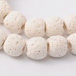 Natural Lava Rock Bead Strands, Dyed, Round, White, 10~11mm, Hole: about 2.5~3mm, about 43pcs/strand, 15.35 inch(X-G-L435-03-10mm-11)