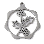 Non-Tarnish 304 Stainless Steel Pendants, Flower, Stainless Steel Color, 23.5x21.5x1mm, Hole: 1.5mm(STAS-P338-01I-P)