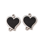 304 Stainless Enamel Connector Charms, Heart Links, Stainless Steel Color, 15x13x1.5mm, Hole: 1.5mm(SA-CBA061A-02P)