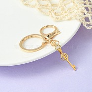304 Stainless Steel Initial Letter Key Charm Keychains, with Alloy Clasp, Golden, Letter W, 8.8cm(KEYC-YW00004-23)