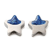 304 Stainless Steel Beads, with Enamel, Star, Stainless Steel Color, 7.5x7.7x3.4mm, Hole: 1.7mm(STAS-E198-04P)