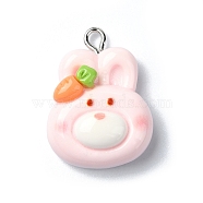 Resin Pendants, with Iron Findings, Rabbit, 25.5x19x9mm, Hole: 2mm(RESI-I058-04D)