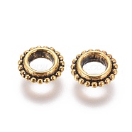 Tibetan Style Alloy Spacer Beads, Donut, Antique Golden, Lead Free & Cadmium Free, 8x2.5mm, Hole: 4mm(X-GLF11067Y)