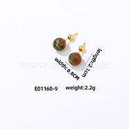 Handmade Fashion Gemstone Stainless Steel Bead Earrings Accessories for Autumn/Winter, Golden, 21x8mm(VH6205-8)