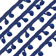 DIY Fashion Decoration Accessories, Ball Fringe, Pompon Trim, Ball Lace Ribbon Applique, Marine Blue, 3/4 inch(20mm), about 20yards/bundle(18.28m/bundle)(OCOR-WH0033-09B)