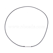 Waxed Cord Necklace Making, with Stainless Steel Clasps, Black, 18.11 inch(46cm), 1.3mm(MAK-E665-04B)