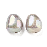 Spray Painted ABS Plastic Beads, Imitation Pearl, Oval, Dyed, AB Color Plated, Gray, 16x13.5x10mm, Hole: 2mm(KY-C017-03A)