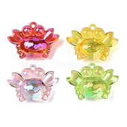 Electroplate Transparent UV Plating Acrylic Pendants, Iridescent, Crab Charms, Mixed Color, 34x48.5x19mm, Hole: 3mm(OACR-I014-34)