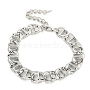 Non-Tarnish 304 Stainless Steel Twisted Chain Bracelets for Women, Stainless Steel Color, 7-1/2 inch(19.2cm)(BJEW-A017-02P)