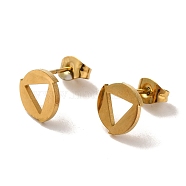 Vacuum Plating 304 Stainless Steel Stud Earrings, Hollow Triangle, Golden, 9mm(EJEW-Z040-39G)