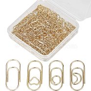 100Pcs 4 Styles Carbon Steel Paper Clips, Bookmark Marking Clips, Oval with Round & Moon & Heart, Light Gold, 20x9x1mm, 25pcs/style(FIND-CP0001-48)